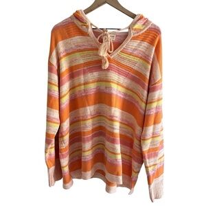 Isaac Mizrahi Live! Bridgehampton Striped Sweater with Hood Size XL Casual Cozy